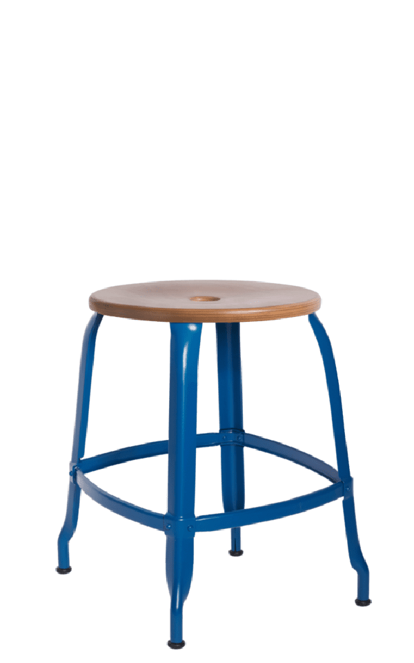Metal Stool - Caramel Wood Seat 45 cm / 18 in - French inc