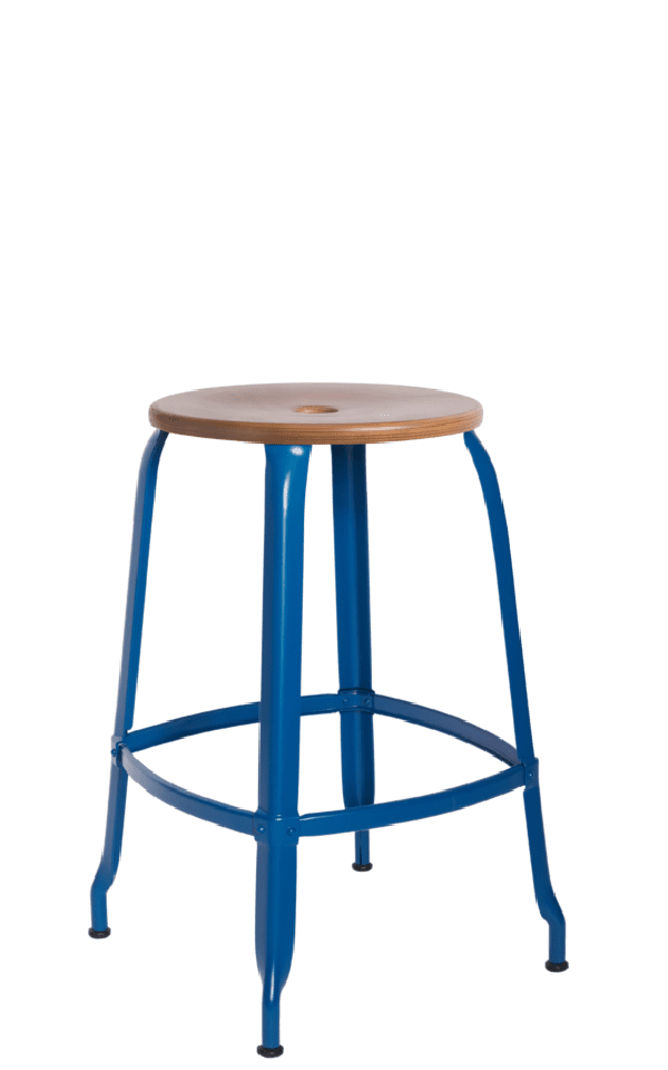 Metal Stool - Caramel Wood Seat 60 cm / 24 in - French inc