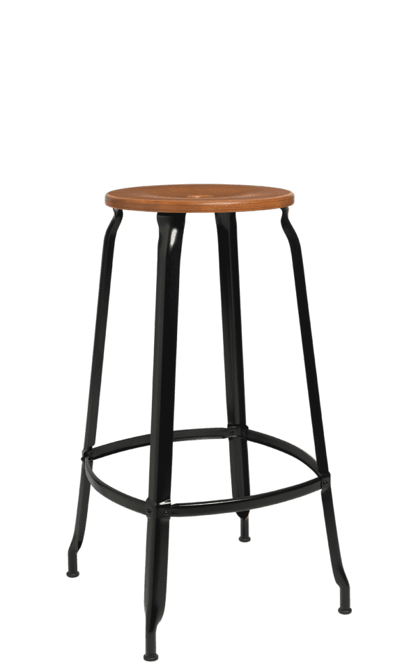 Metal Stool - Caramel Wood Seat 75 cm / 30 in