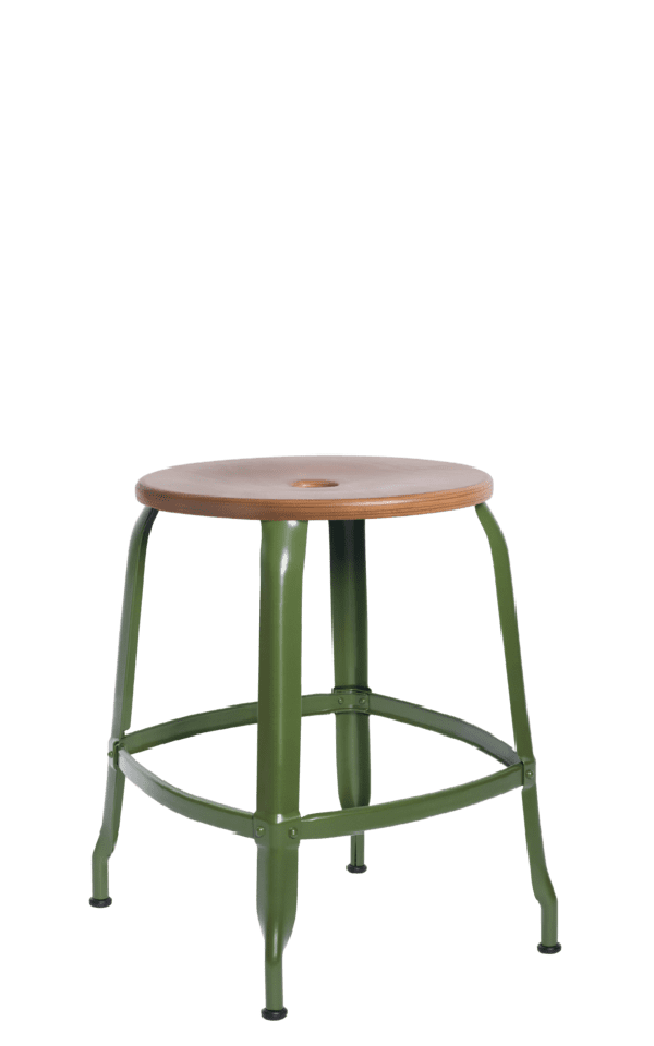 Metal Stool - Caramel Wood Seat 45 cm / 18 in