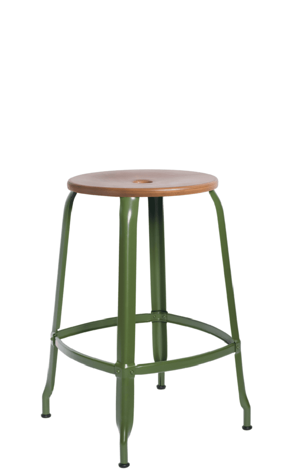 Metal Stool - Caramel Wood Seat 66 cm / 26 in Steel Grey
