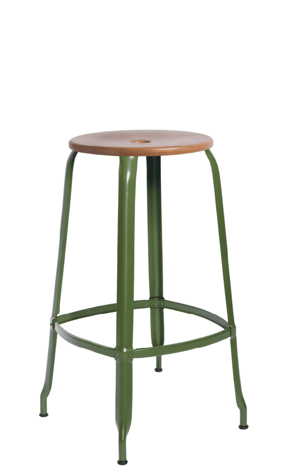 Metal Stool - Caramel Wood Seat 75 cm / 30 in - French inc