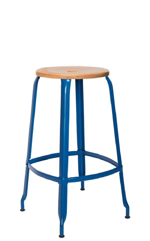 Metal Stool - Natural Wood Seat 75 cm / 30 in - French inc