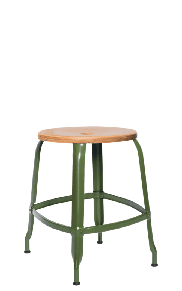 Metal Stool - Natural Wood Seat 45 cm / 18 in