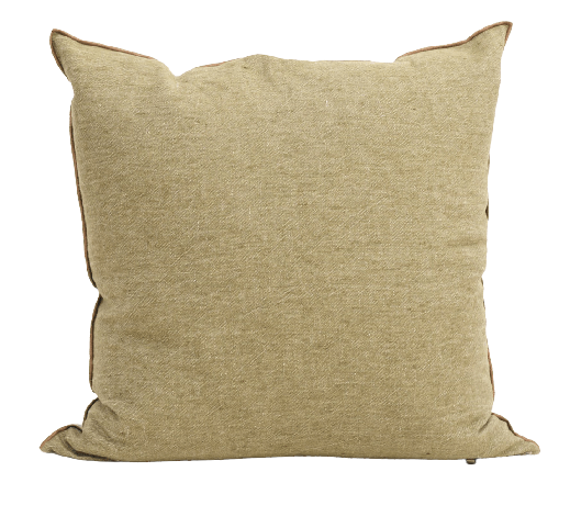 Cushion  - Crumpled Linen in Kaki/Givre 20”x20”