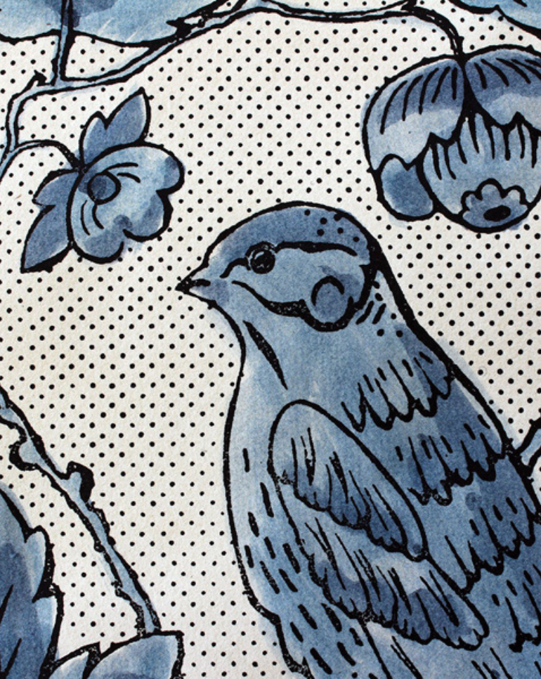 Domino Paper - Oiseaux 24A Blue