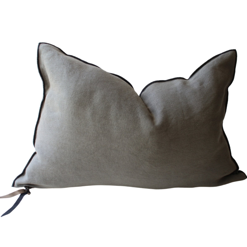 Cushion - Stone Washed Linen in Elephant 16”x24” - french.us
