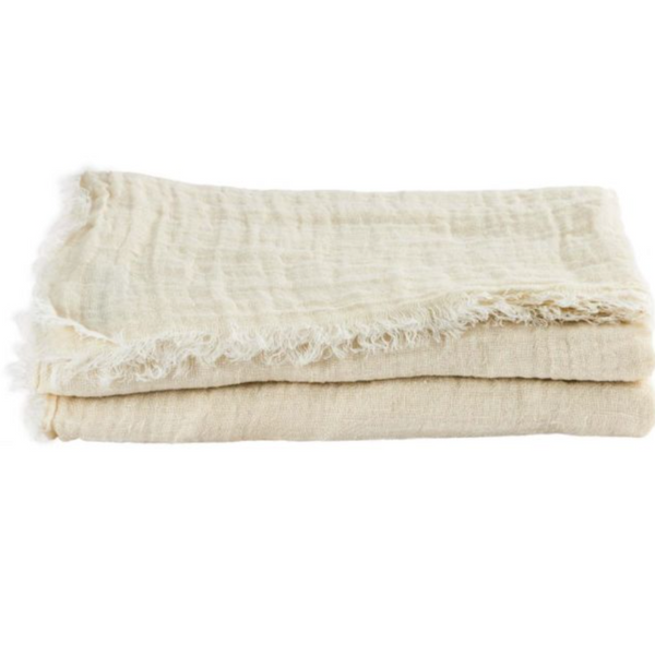 Throw - Washed Linen Crepon in Blanc 63”x98” - french.us