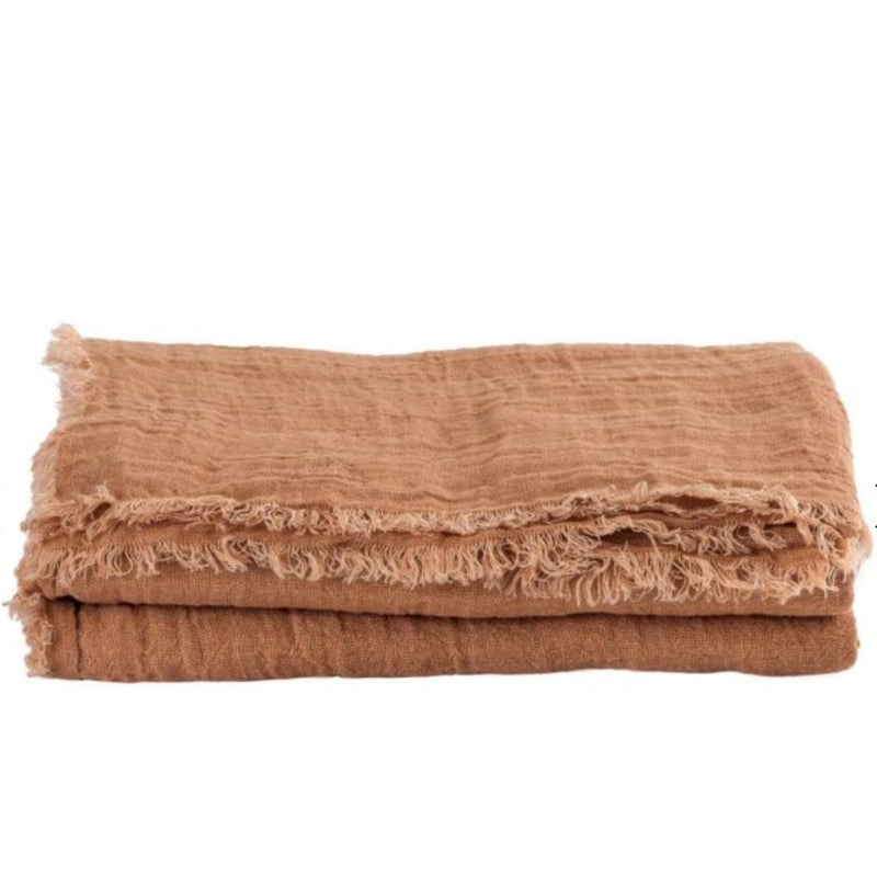 Throw - Washed Linen Crepon in Terracotta 63”x98” - french.us
