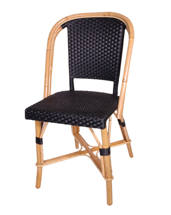 Woven Rattan Fouquet Bistro Chair Bright Black
