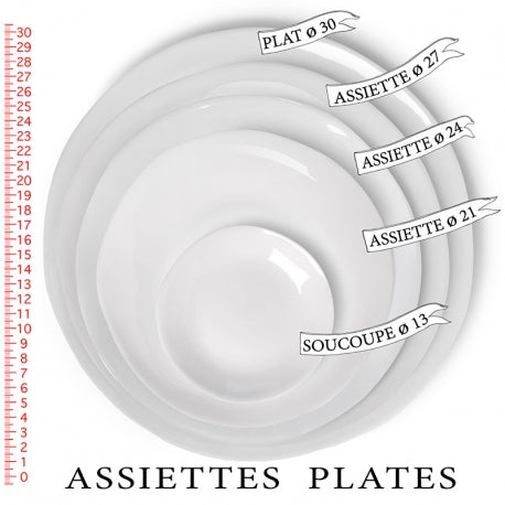 Porcelain White - Plate 24cm 9.5" - French inc