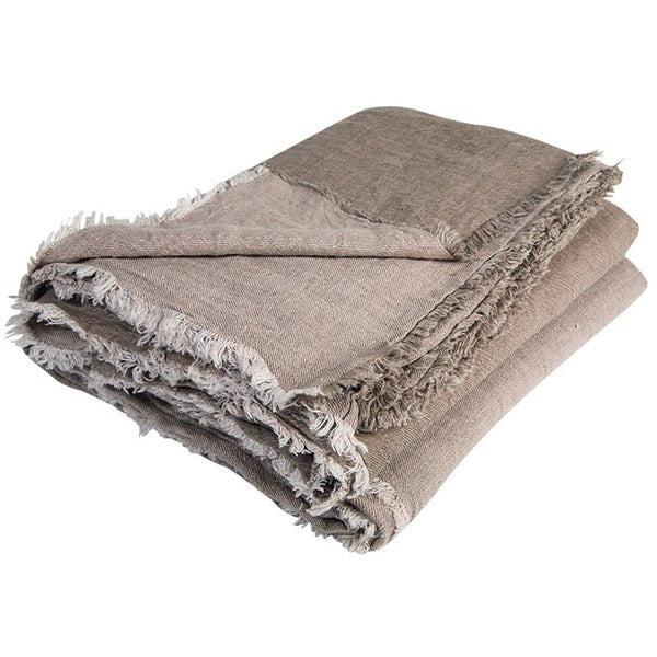 Throw - Vice Versa Crumpled Linen Taupe/Ciment 55"x99" - French inc