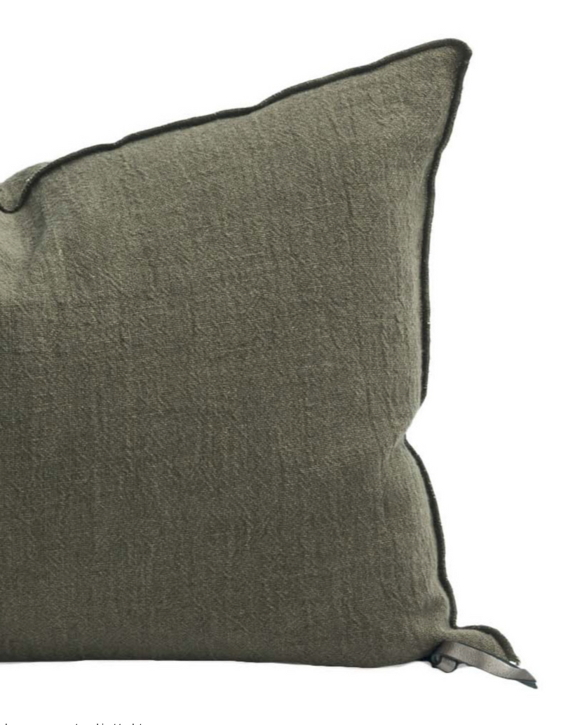 Cushion - Washed Linen Crepon in Kaki
