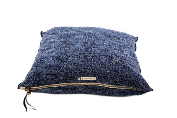 Cushion - Stone Washed Jacquard in Kilim in Blue Nuit - French inc