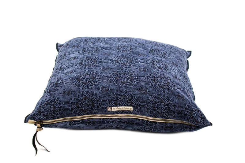 Cushion - Stone Washed Jacquard in Kilim in Blue Nuit