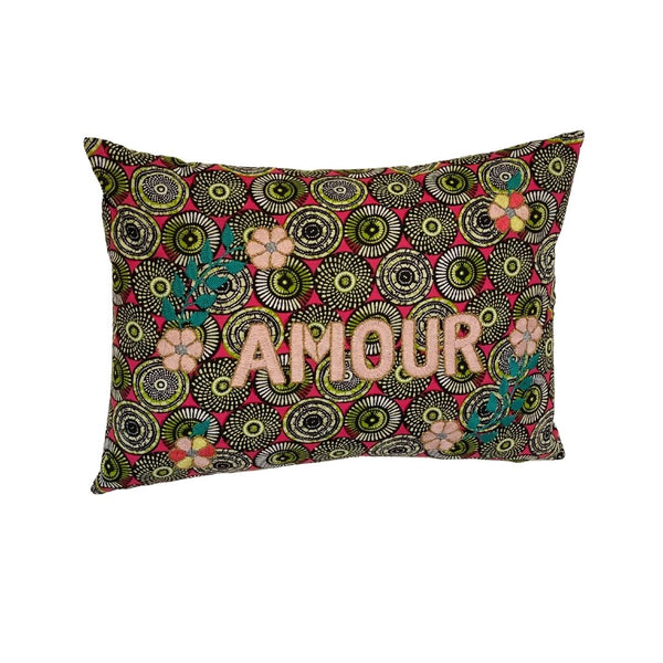 Pillowcase “Amour” - Pink and Green Circles - French inc