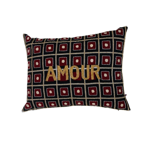 Pillowcase  “Amour” - Red and Black Squares