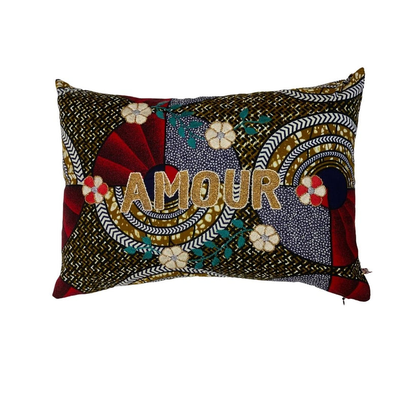 Pillowcase “Amour” - Red and Gold Circle Multi