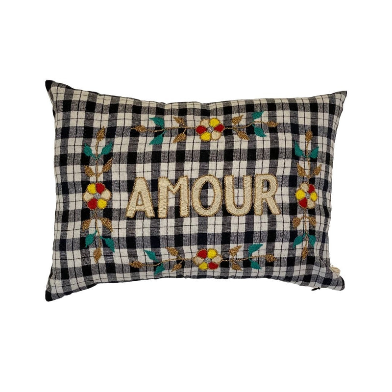 Pillowcase “Amour” - Black Plaid - French inc