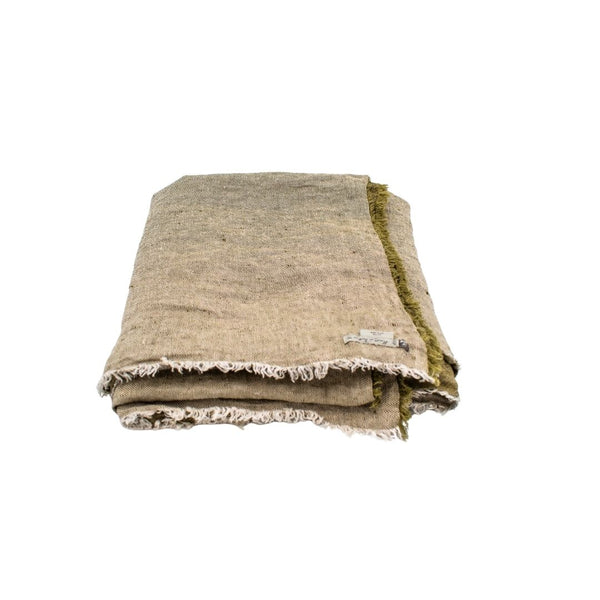 Throw - Vice Versa Crumpled Linen in Kaki  55"x99" - French inc