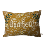 Pillowcase "Bonheur" Gold/White Flowers