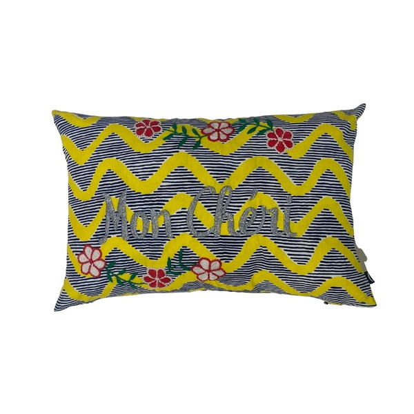 Pillowcase “Mon Cherie” Yellow/Black - French inc