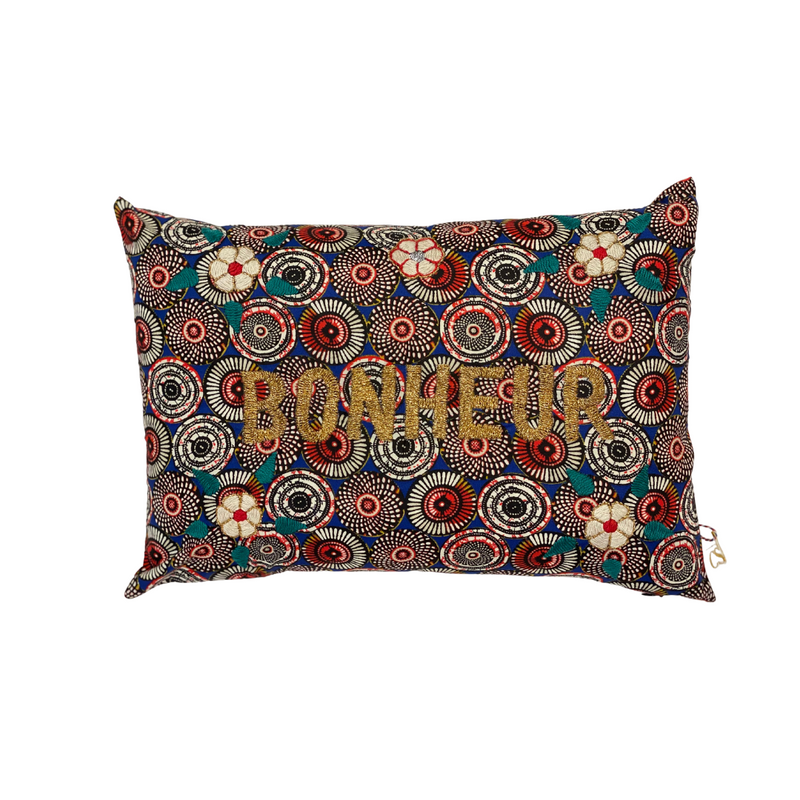 Pillowcase  “Bonheur” Blue/Red Multicolor - French inc