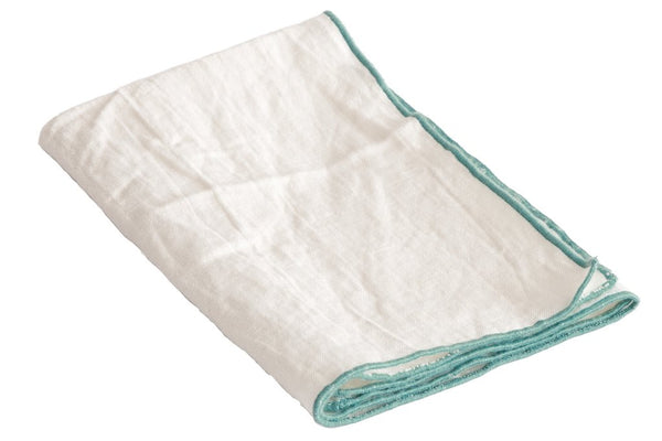 Napkin Bourdon - Toile Mimi in Blanc / Bourdon Aqua 45x45 - French inc